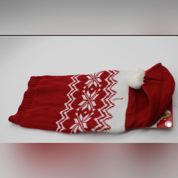 NwoT Size Extra Small 8.5- 10"L Red & White Dog Sweater W/ Santa Pompom Hoodie - Picture 9 of 10